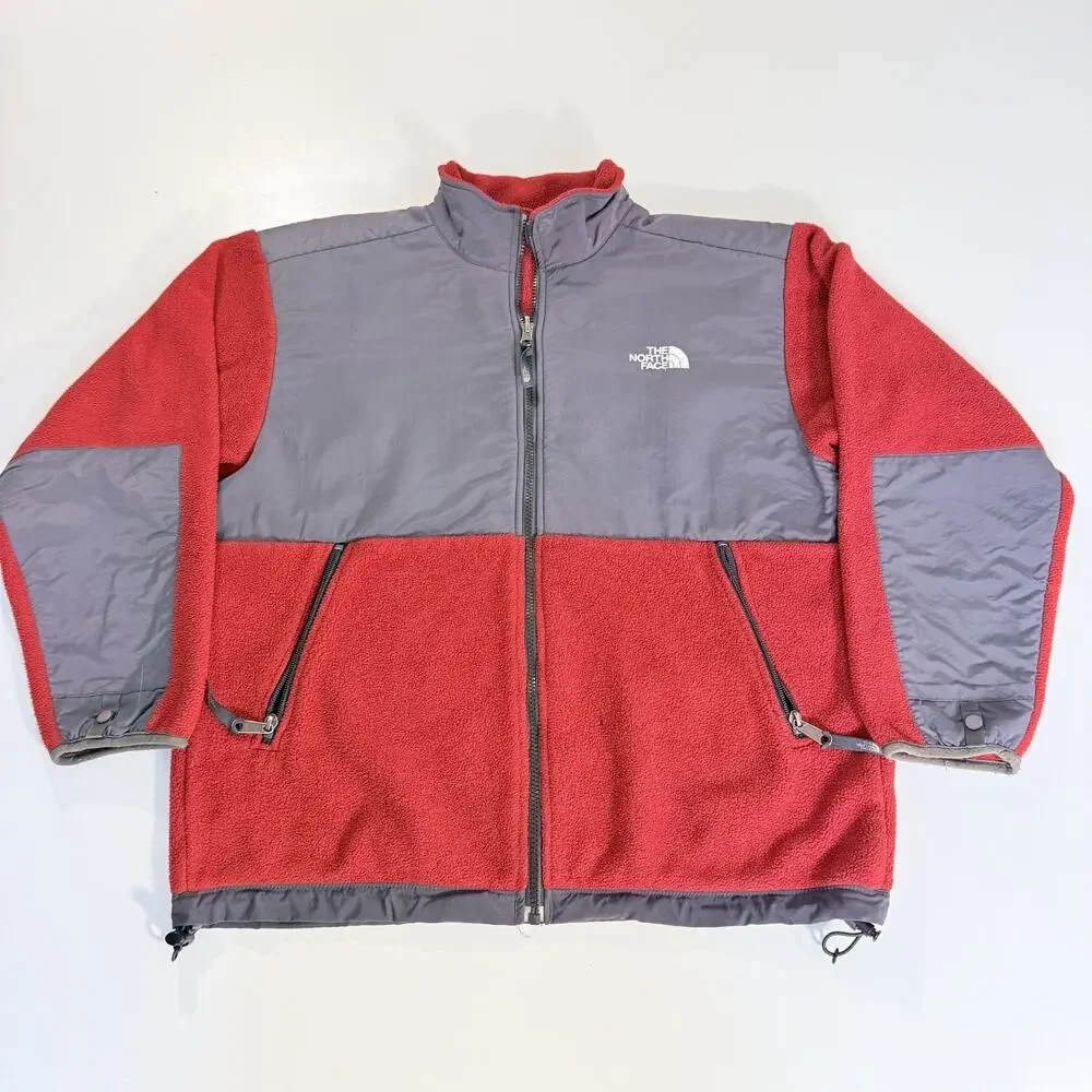 The North Face Denali Fleece Jacket Mens XL Red Gray Full Zip Vintage Outerwear